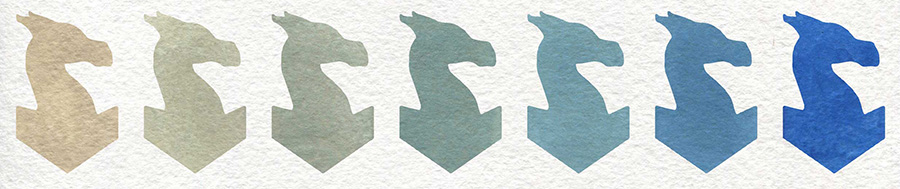 Buff Titanium by Roman Szmal Aquarius and Bright Blue by Rosa Gallery watercolor paints mixing swatch